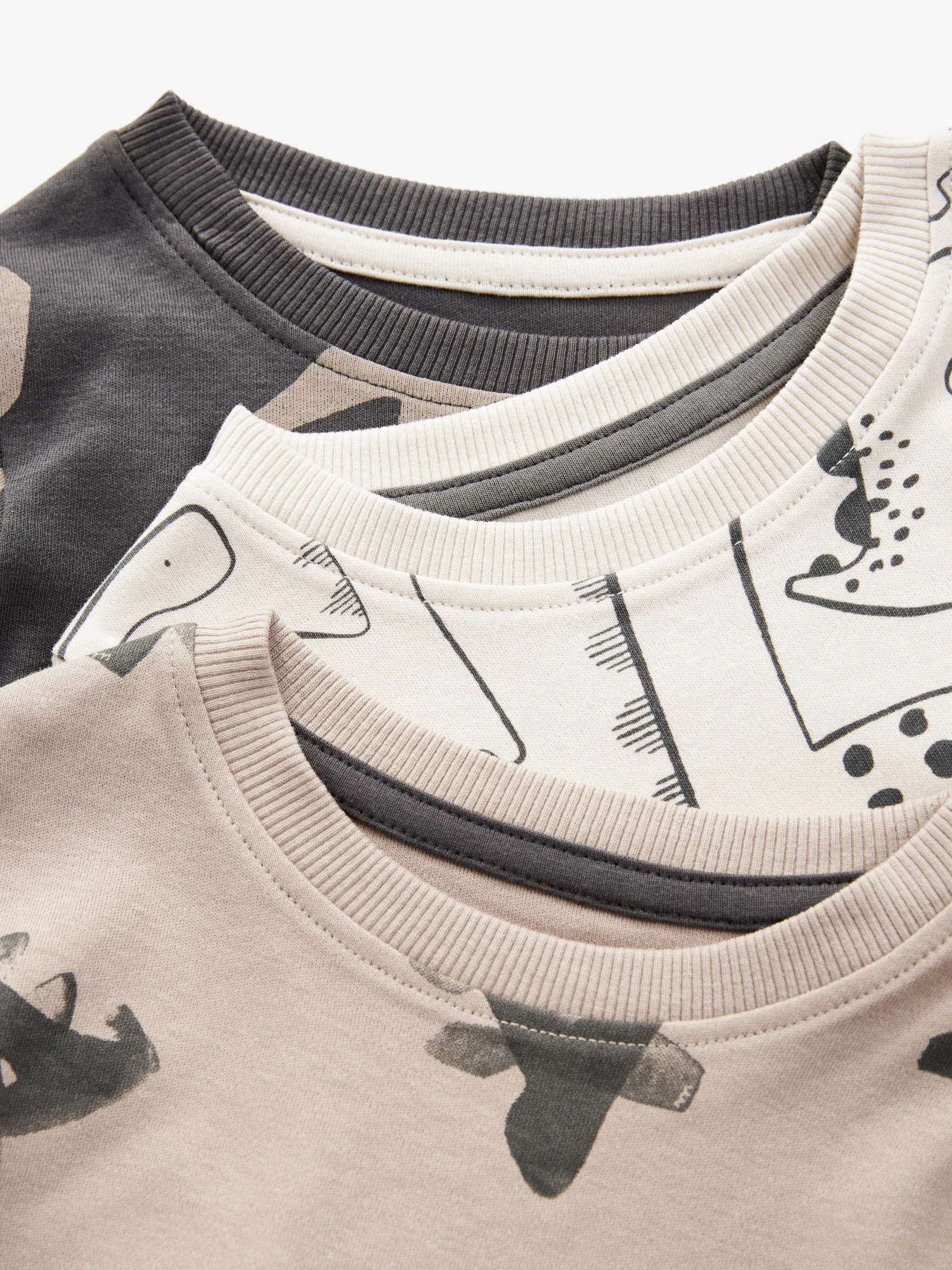 Naturel/zwart dinosaurus - Verpakking van 3 knusse pyjama's (9 mnd-10 jr)