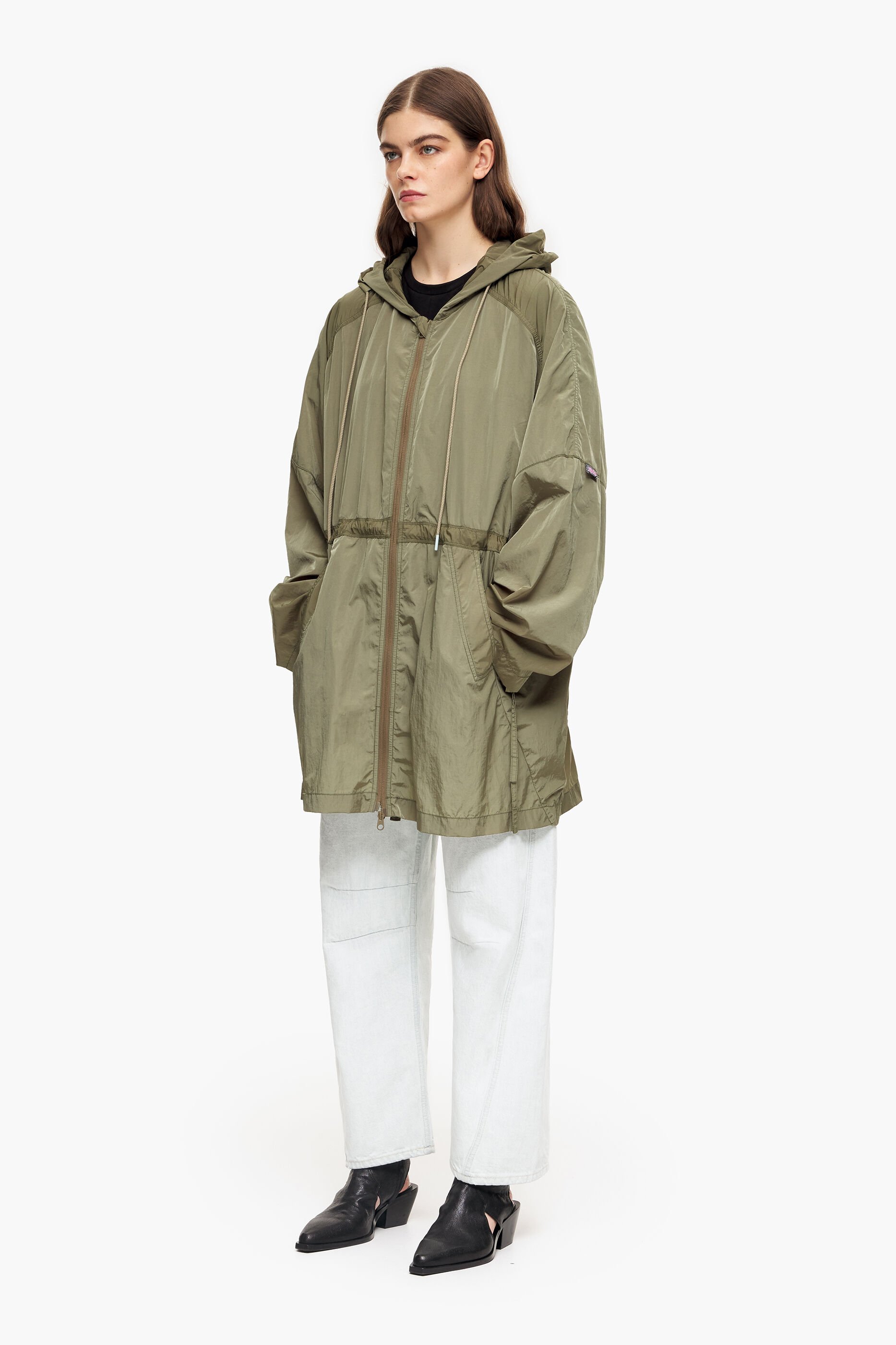 sobretudo cáqui oversized