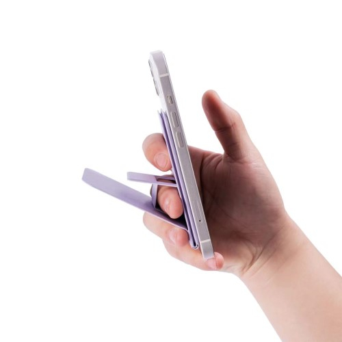 Faltbare Kunstleder MagSafe Handy / Smartphone Halterung Tisch Ständer für Apple iPhone - Schwarz