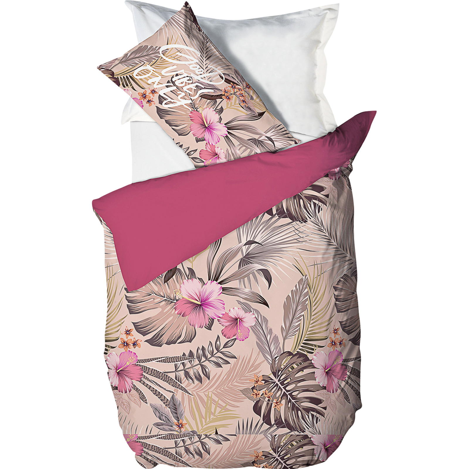 Bettwäsche mit Blumen und Blättern