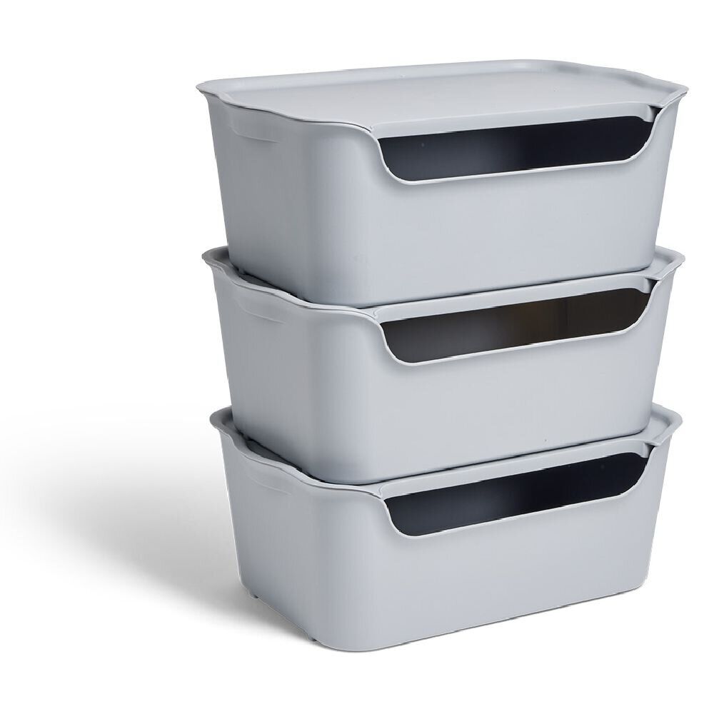 Lot de 3 boîtes de rangement 15L avec couvercle plastique 39x25xH16cm
