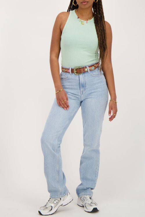 Groene tanktop met rib structuur