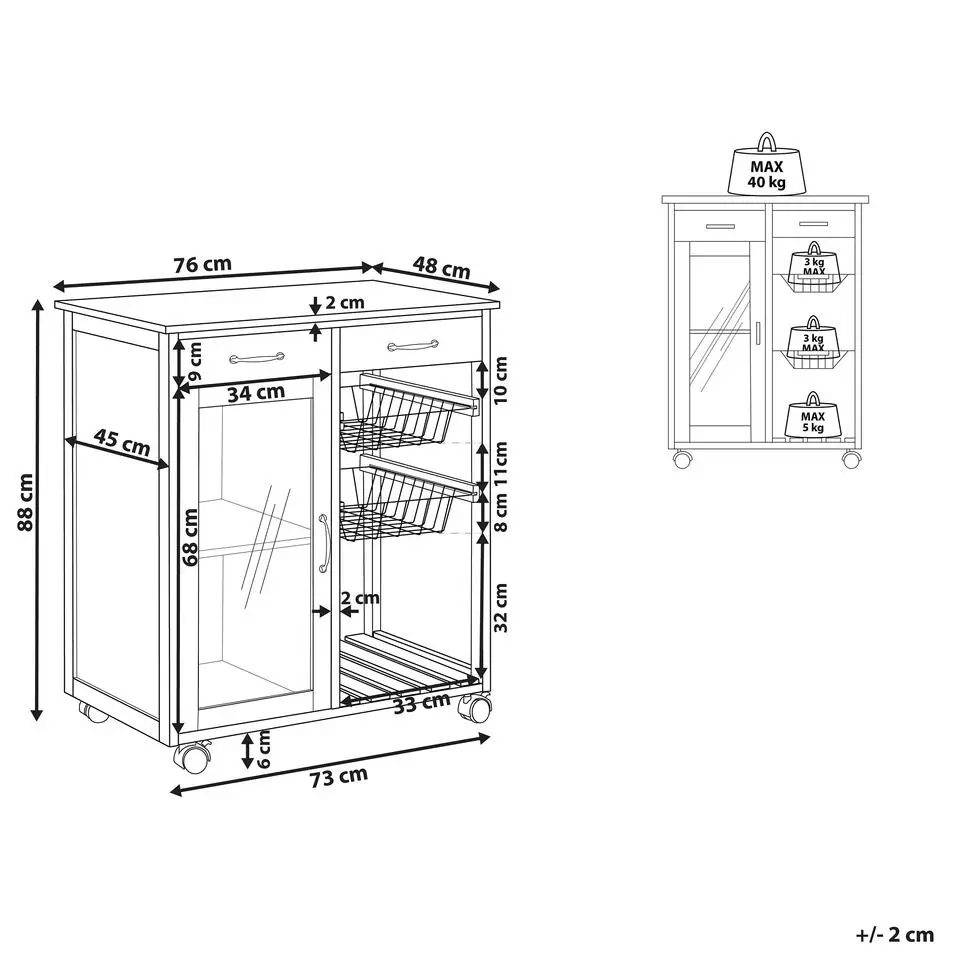 BOVES - Keukentrolley - Zwart - MDF