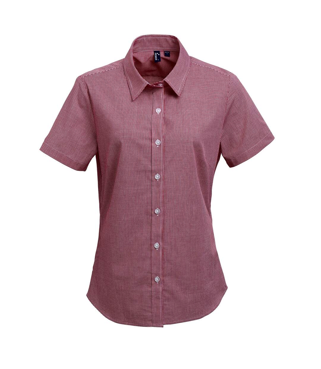 Premier Microcheck - Chemise en coton à manches courtes - Femme (Rouge/Blanc) - UTRW5522