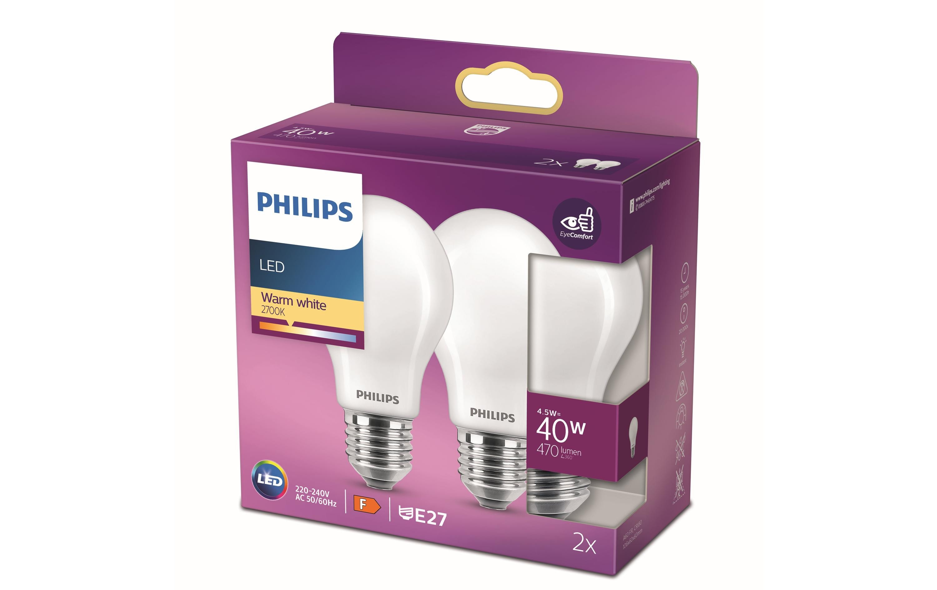 Lampe LEDcla 40W E27 A60 WW FR ND 2PF WarmweissLeuchtmittel A60 mit matter Oberfläche