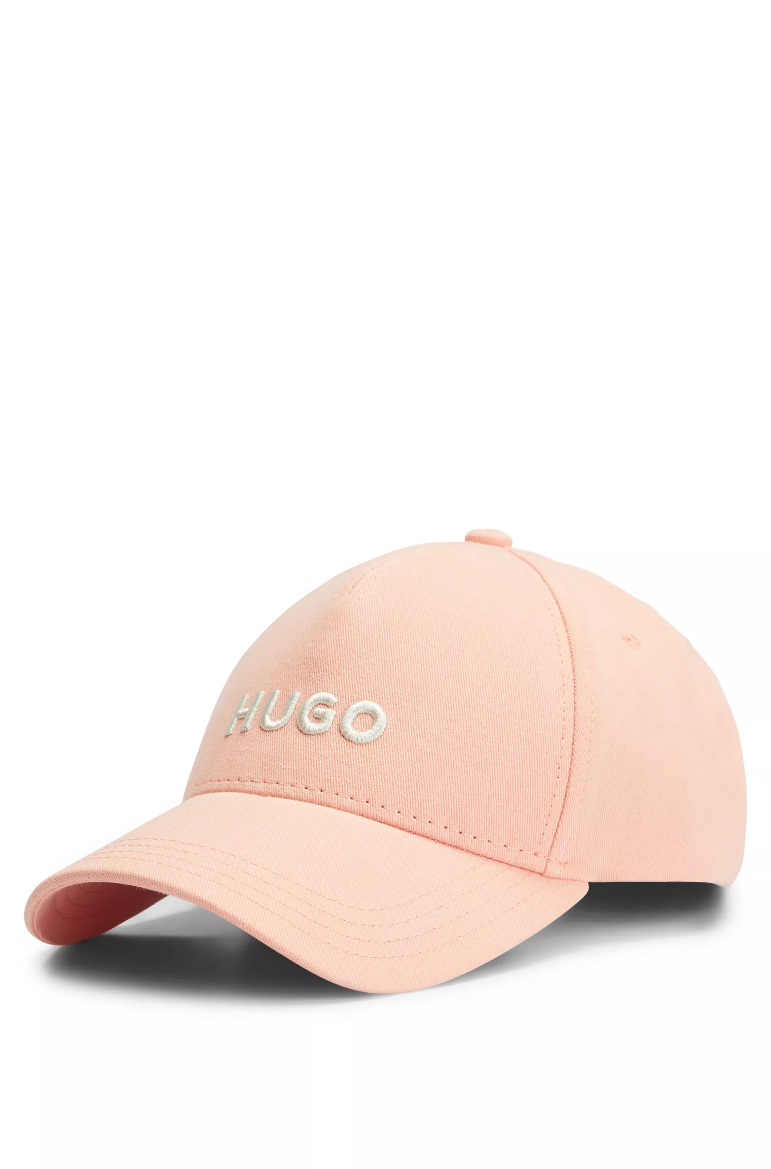 Boné HUGO em sarja de algodão vermelha com logotipo bordado e fecho de pressão.