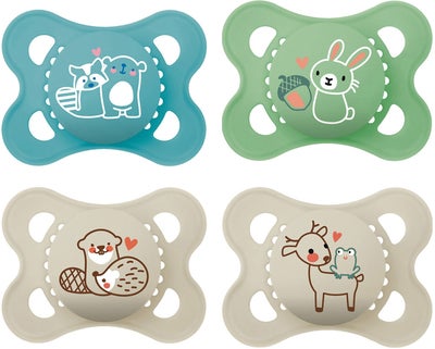 MAM Original Silikon Smokk 0-6m 4-pack, Blå/Neutral
