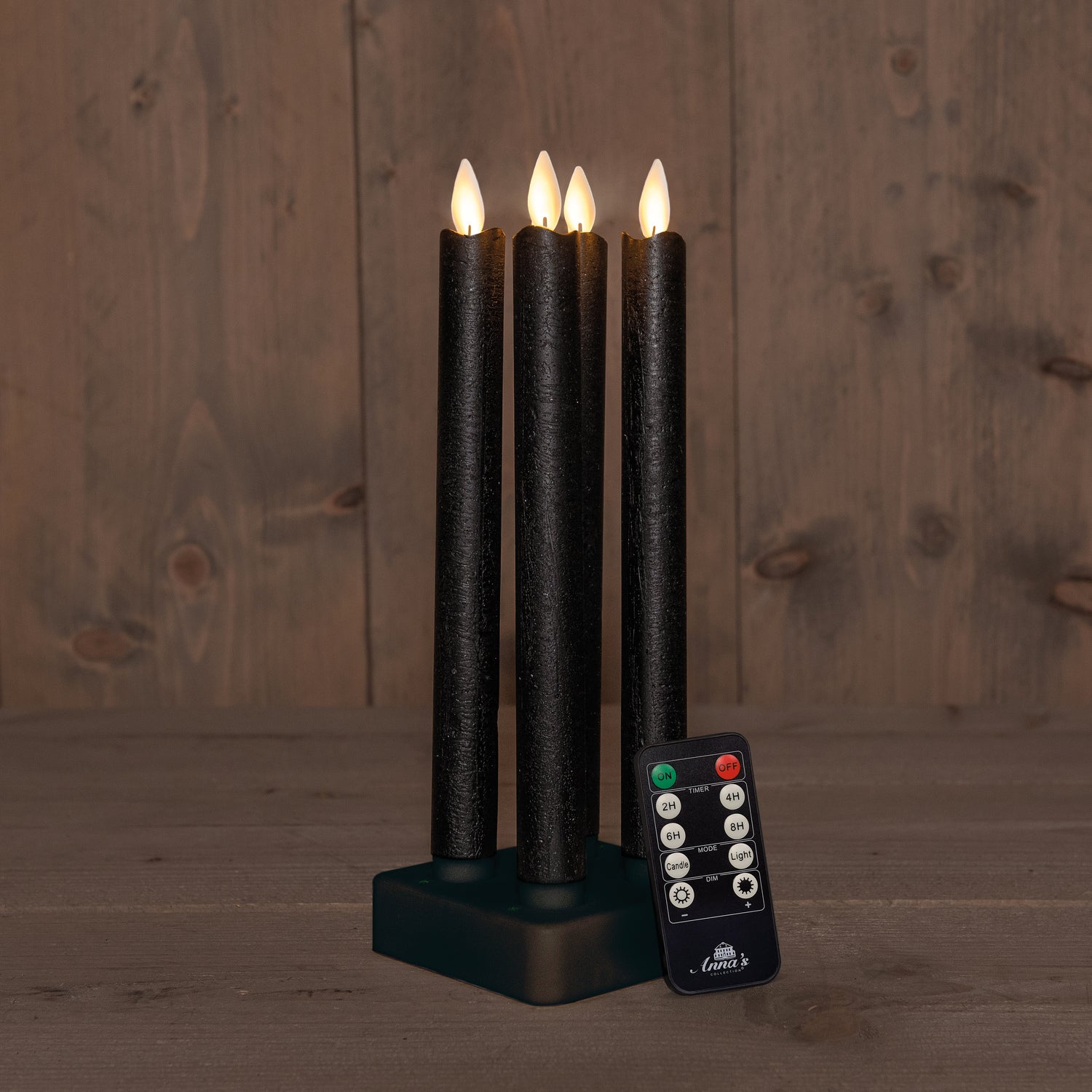 Anna's Collection LED dinerkaars Mino zwart D 2 H 23 cm 4 stuks