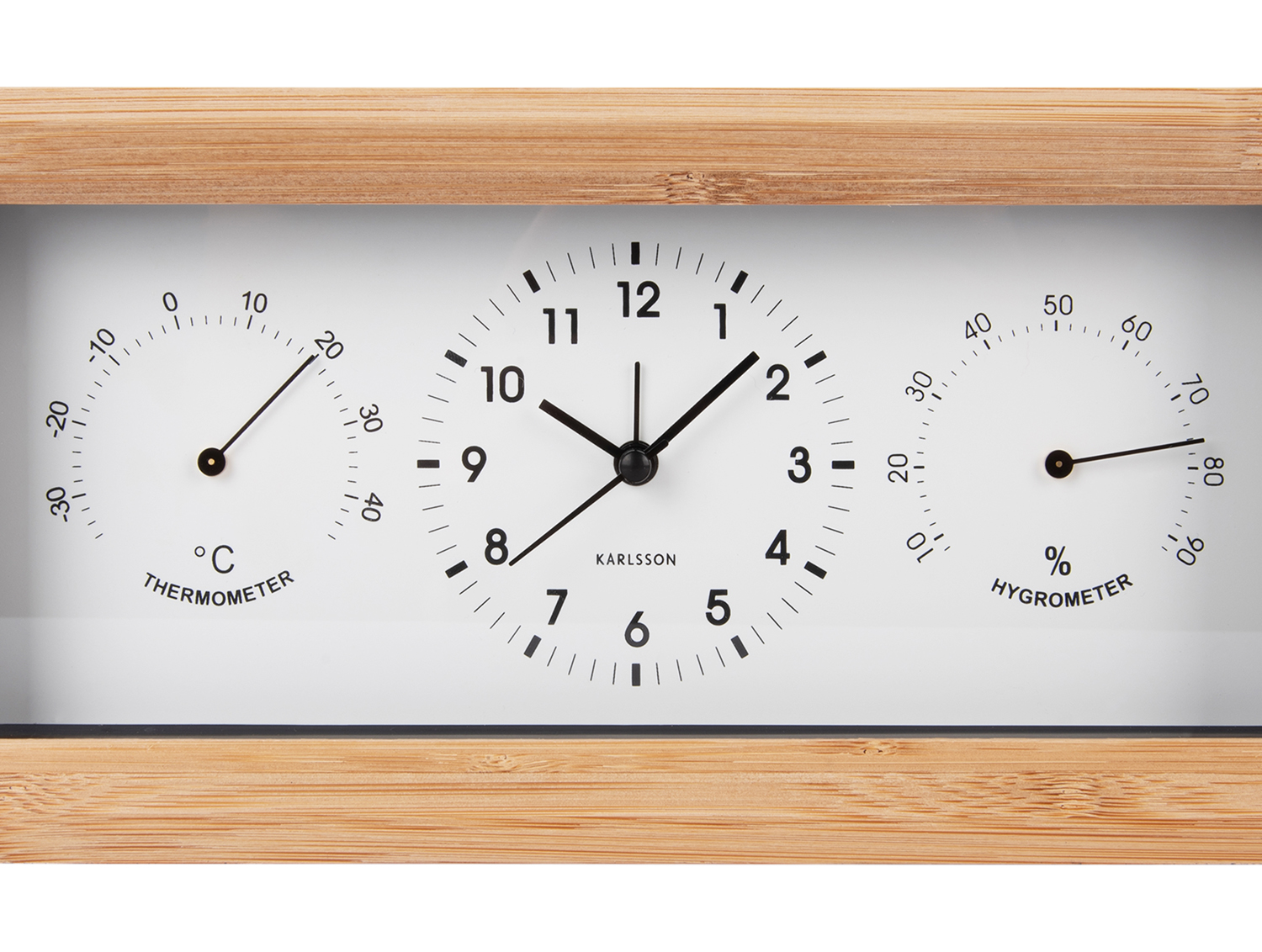 Alarm clock Neat bamboo rectangle white