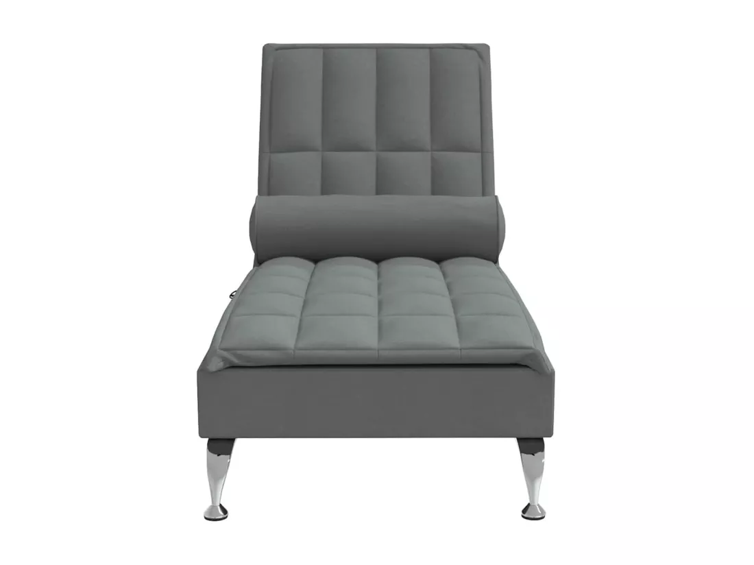 Chaise longue de massage avec traversin gris foncé tissu