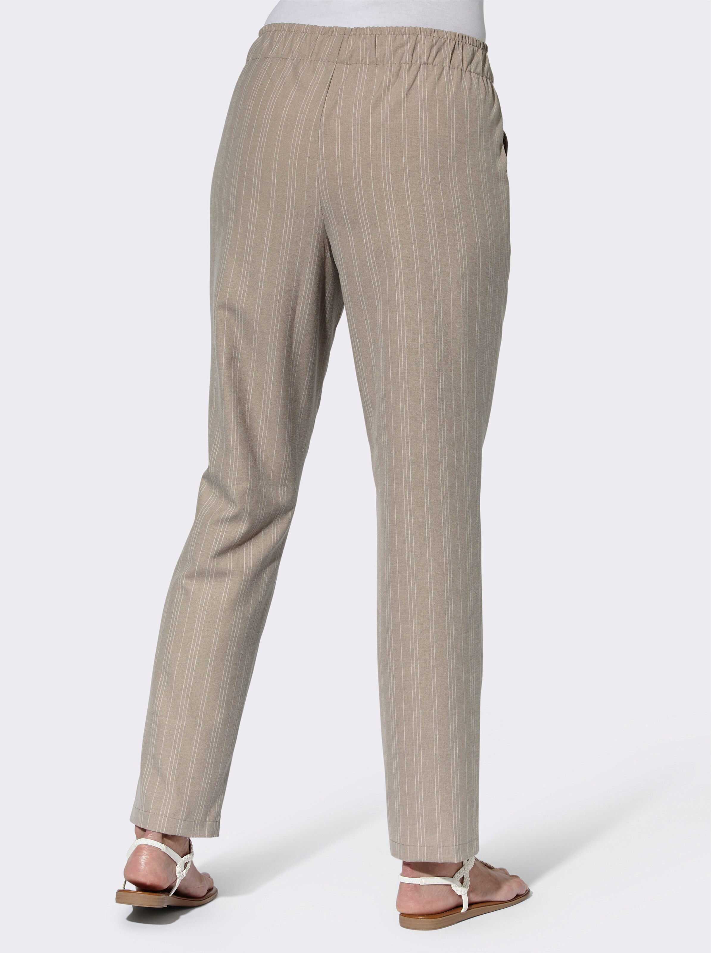 Schlupfhose mit Dehnbund, Leinen-Optik