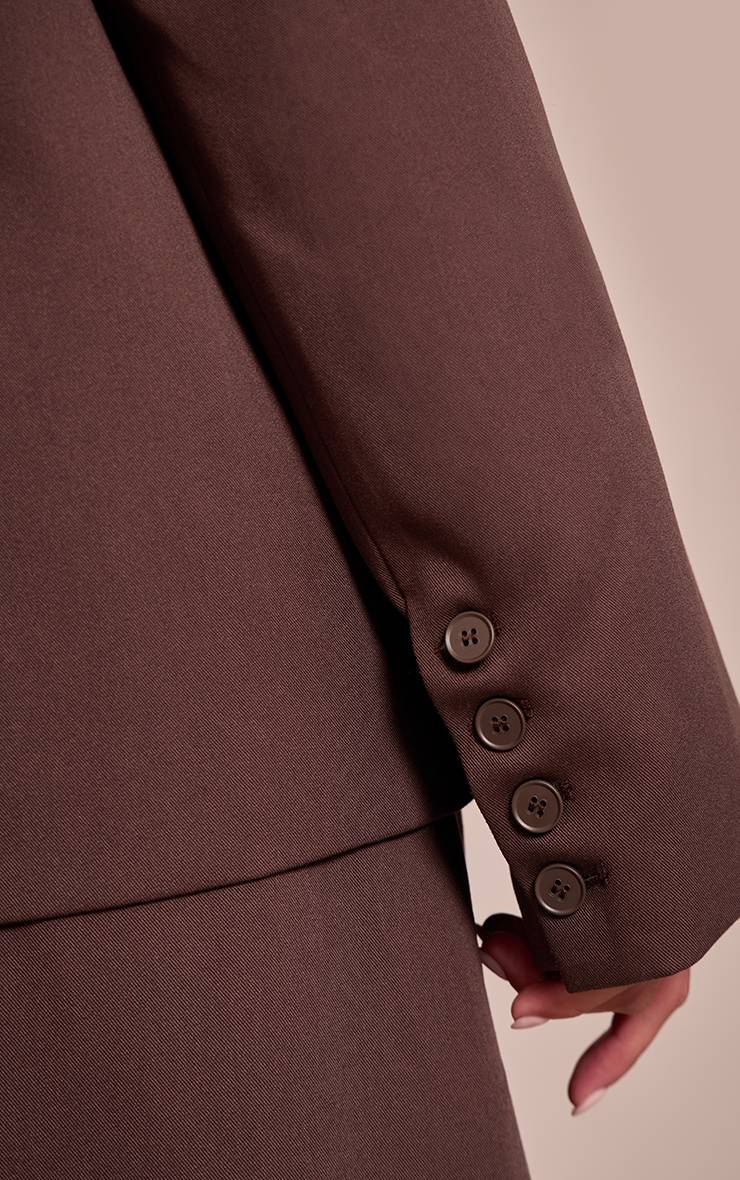 Marron Foncé Blazer Dad Oversize Ajusté En Tissu Tissé Coordonné