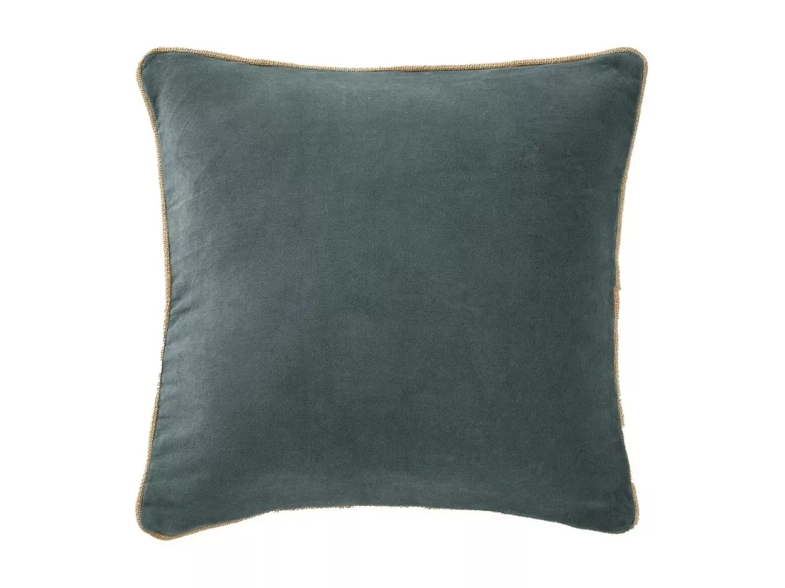 HARRIS - Coussin Déhoussable 45x45cm Velours de Coton Coloris Ardoise