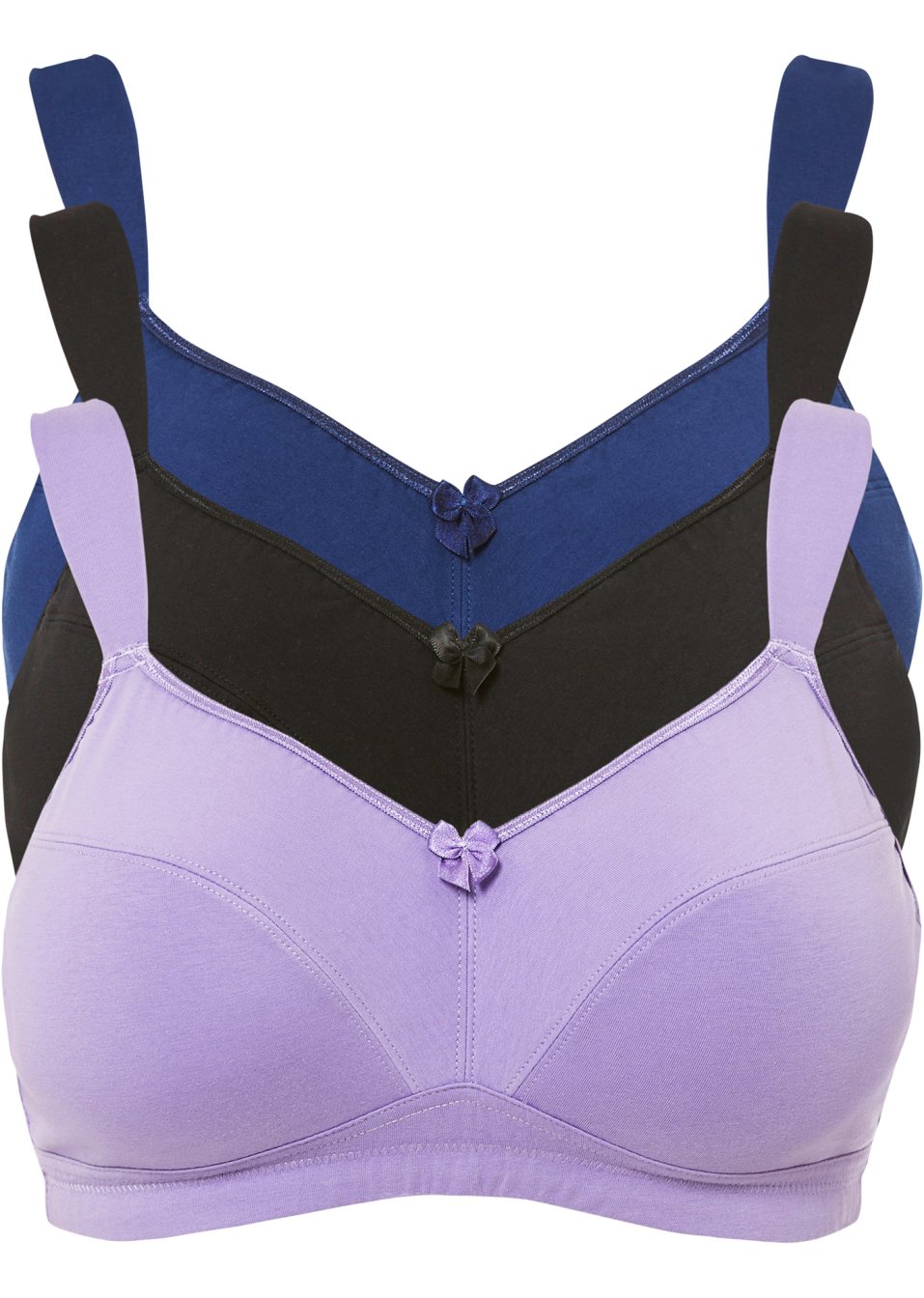 Lot de 3 soutiens-gorge sans armatures avec coton