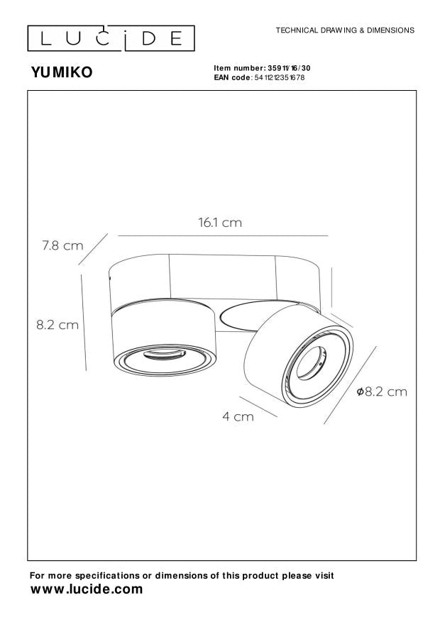 Yumiko 2 spot LED zwart