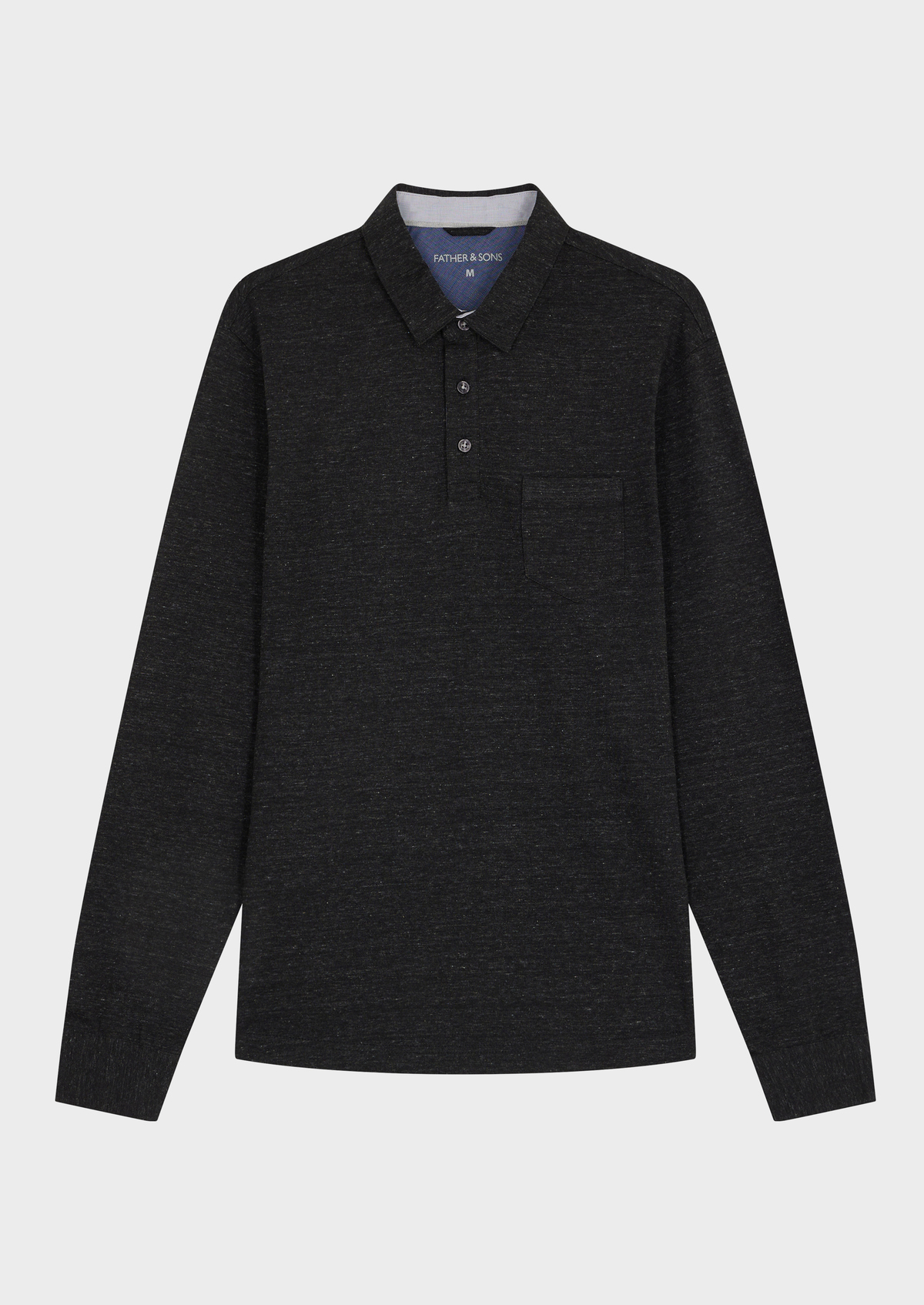 Polo manches longues Slim en coton uni anthracite