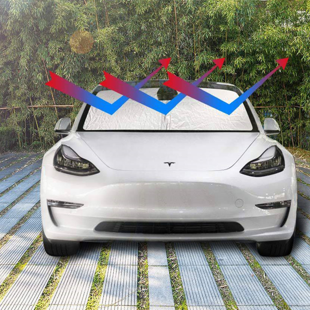 (140x90cm) Tesla Model 3 Windschutzscheiben Sonnenblende Sonnenschutz für das Auto - Silber