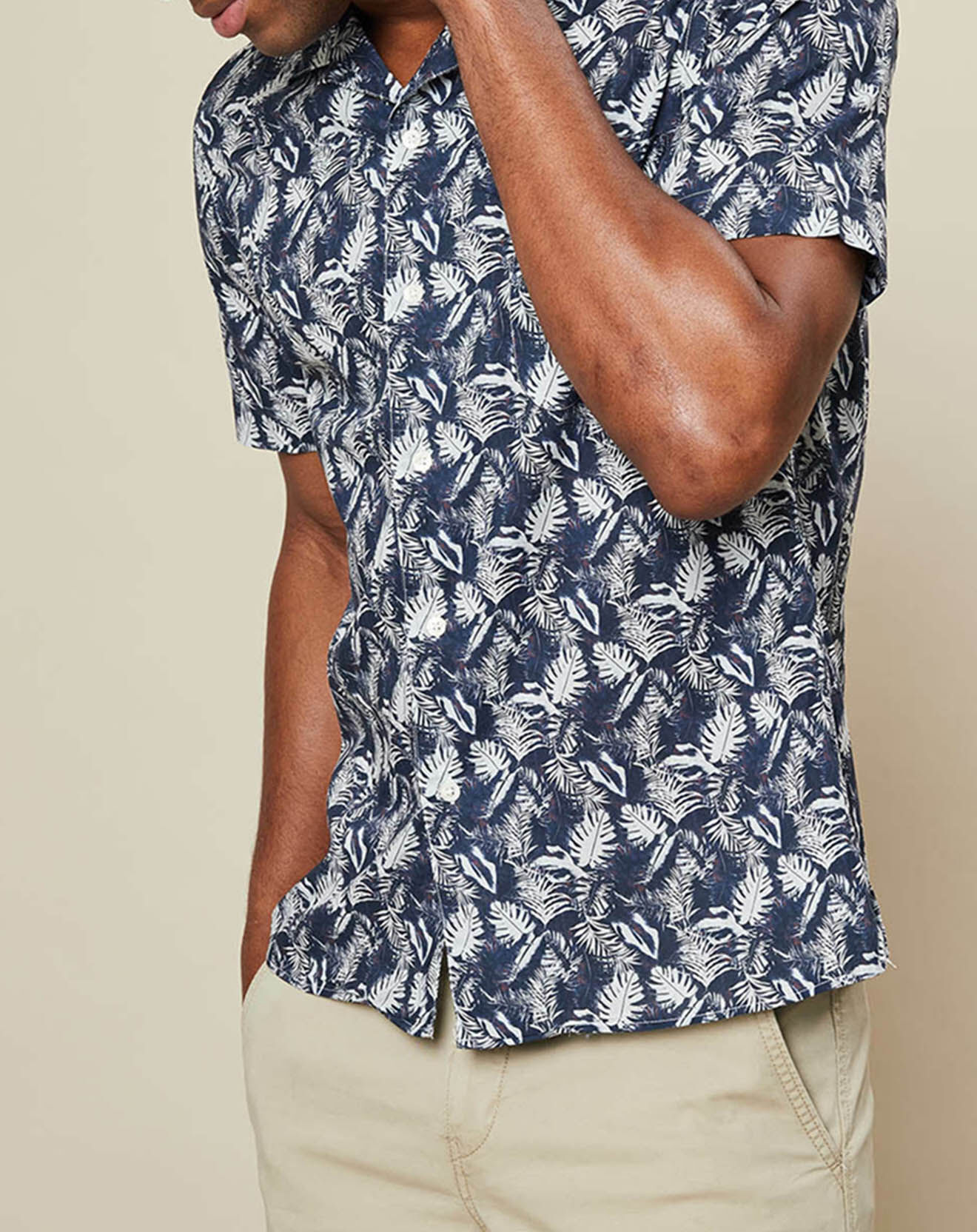 Hartford Chemise slim Slam imprimée palmiers bleu/blanc