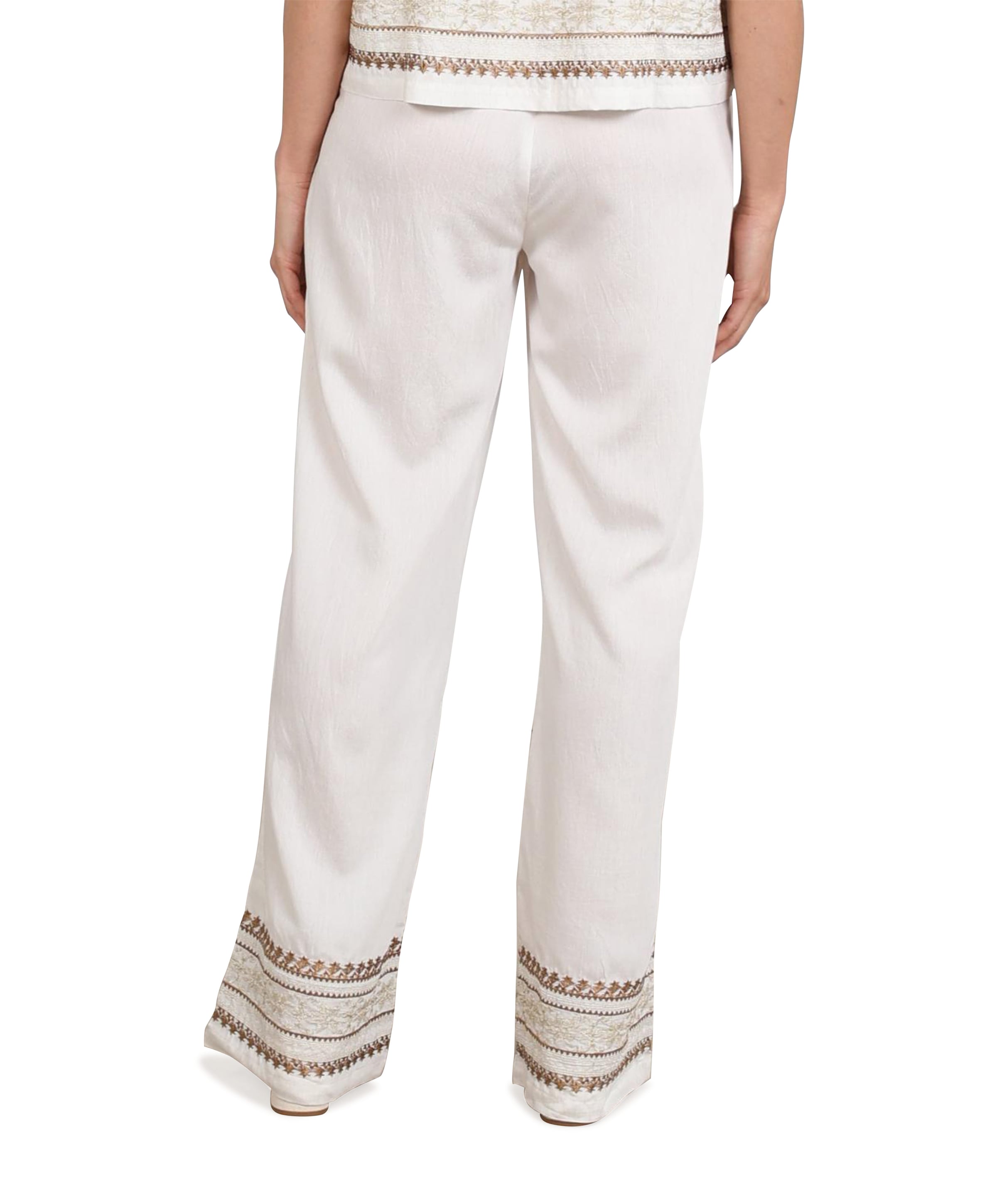 Nukus Valerie Embroidery dames broek ecru