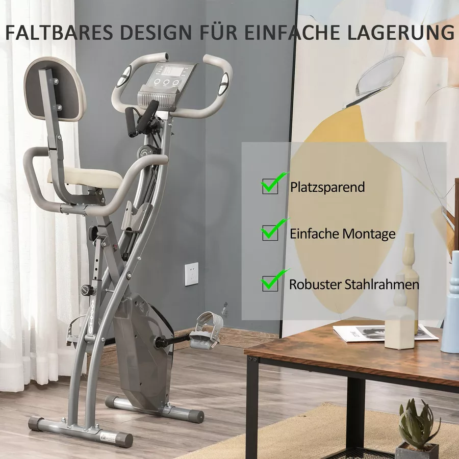 HOMCOM Fahrradtrainer mit LCD Display grau