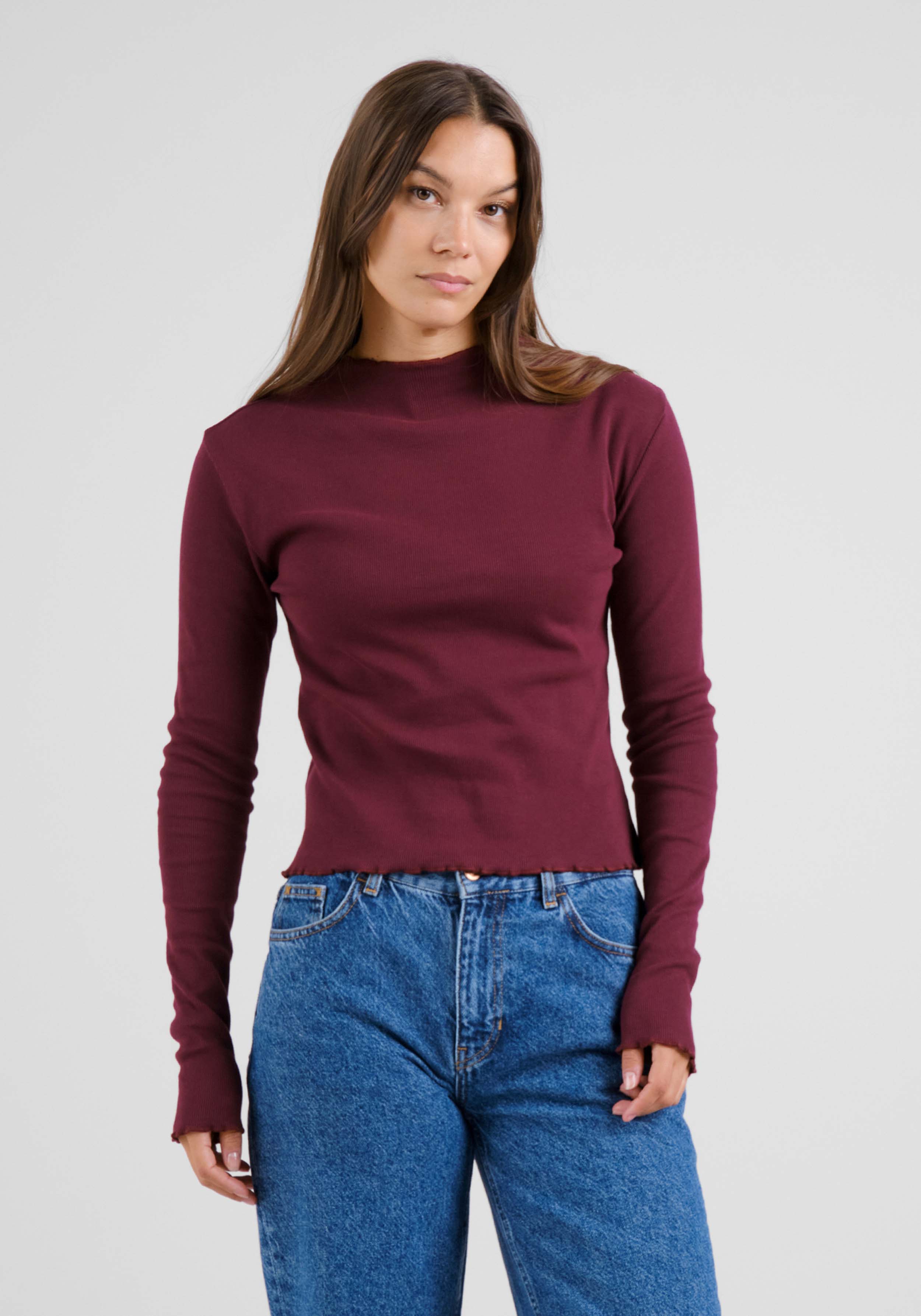 Dedicated Langarmshirt Ryd Rib Top Fig Red