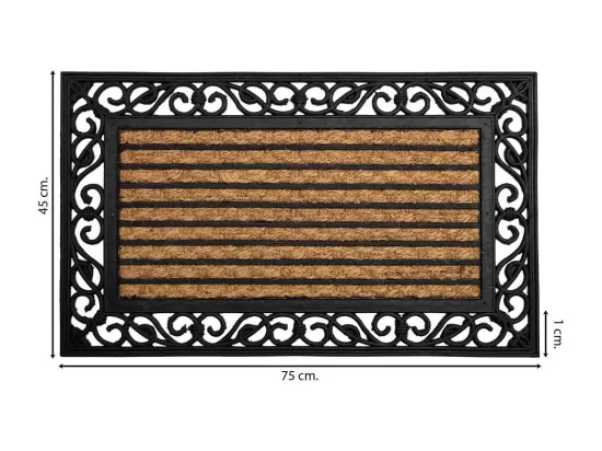Tapis en caoutchouc et coco natural marron 75x45x1