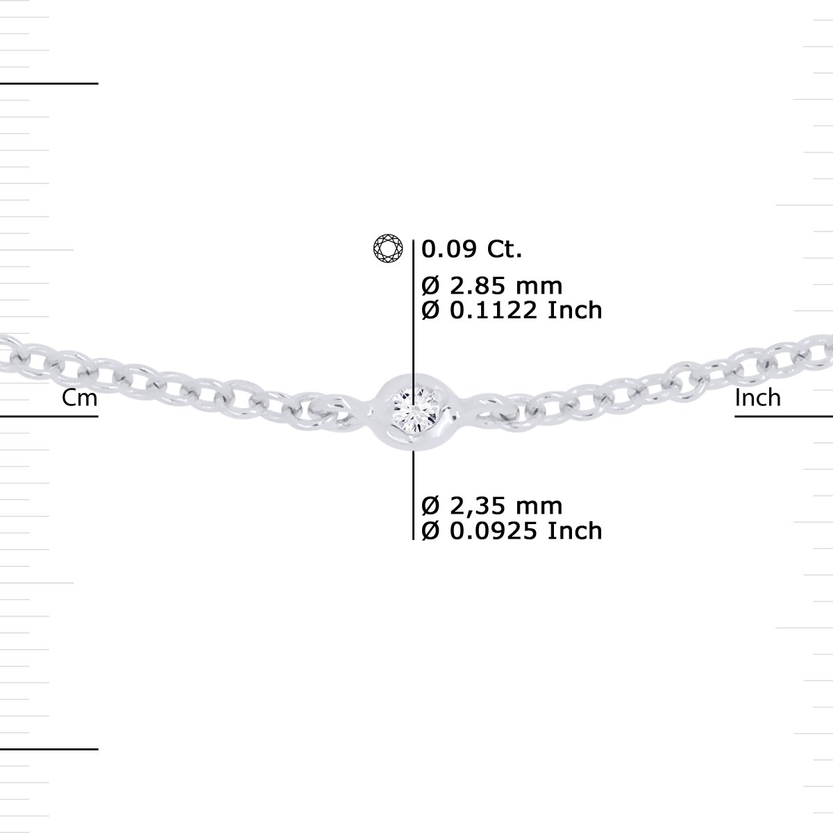 Collier Or Blanc alterné Diamants 0,10 Cts