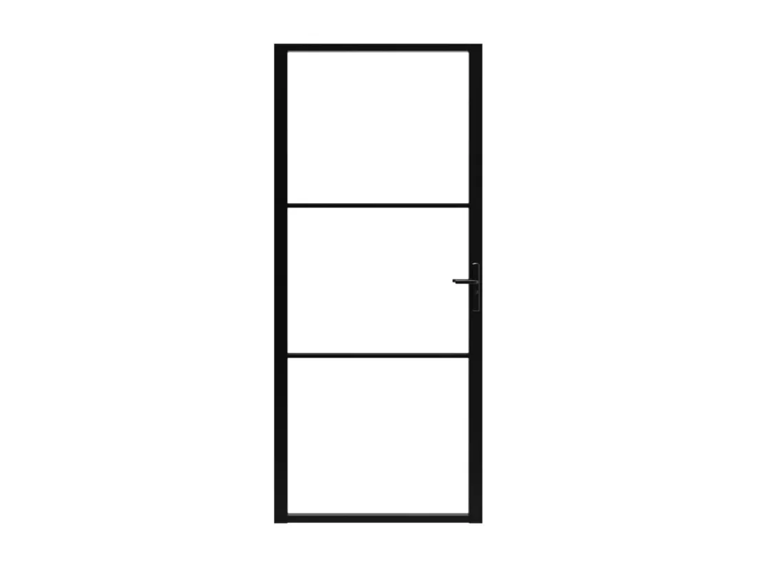 Porte intérieure Verre ESG et aluminium 102,5x201,5 cm Noir