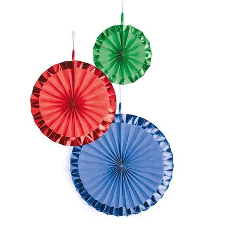 amscan Deko-Fans Bright Rainbow, 3 Stück