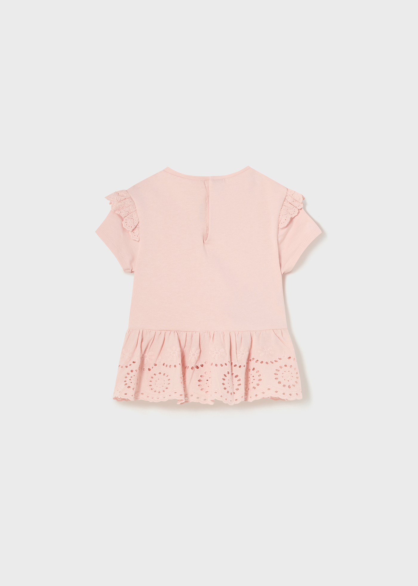 Camiseta com estampa perfurada feita de algodão sustentável para bebês