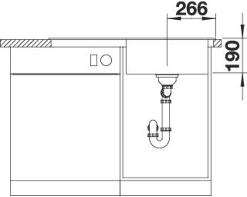 Blanco ZENAR 5 S spoelbak, 915 x 510 mm, vulkanisch grijs, 527365, 1 bak met afdruiprek, bak rechts