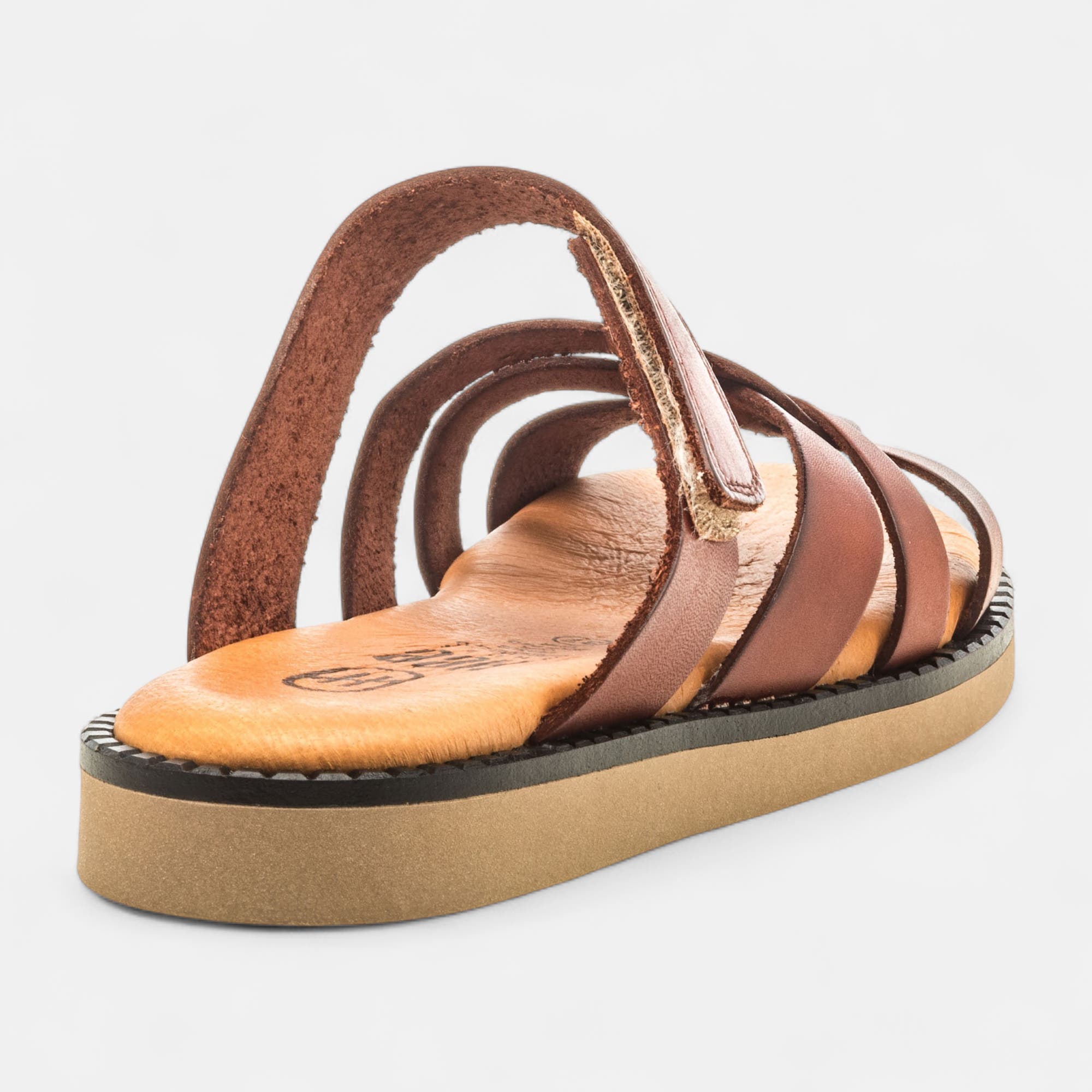 Nu-pieds Femme en cuir cognac