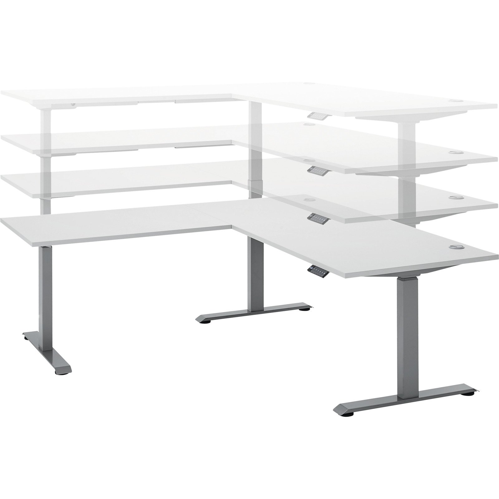 Bürotisch Flex Dekor lichtgrau 180/177 x 62-127 x 77/67 cm