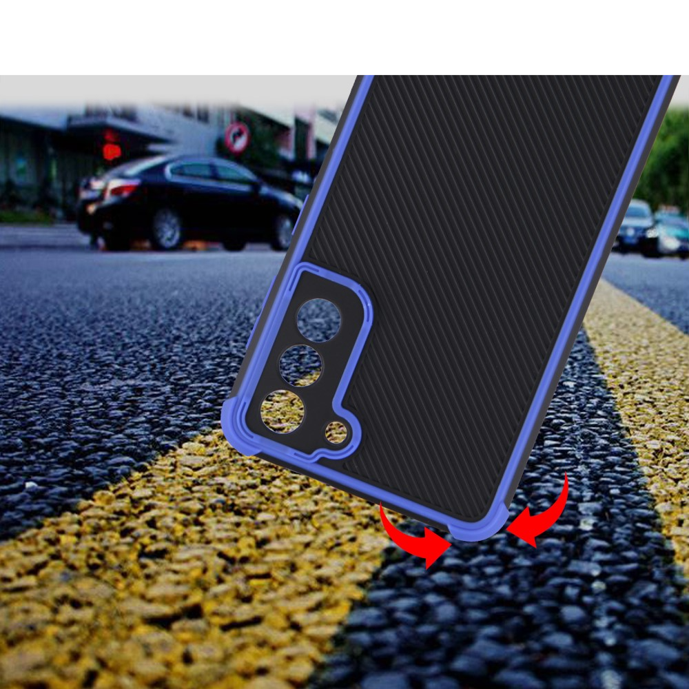 Samsung Galaxy S21 FE 5G Hybrid Hardcase Hülle Grip Design - Blau / Schwarz