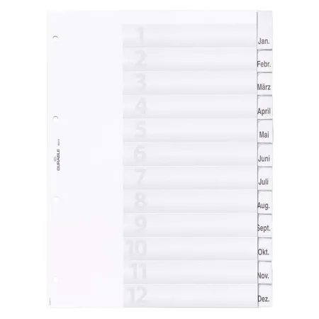 Durable 681019 Register mit umschweißten Taben , Jan.-Dez., blanko, transparent