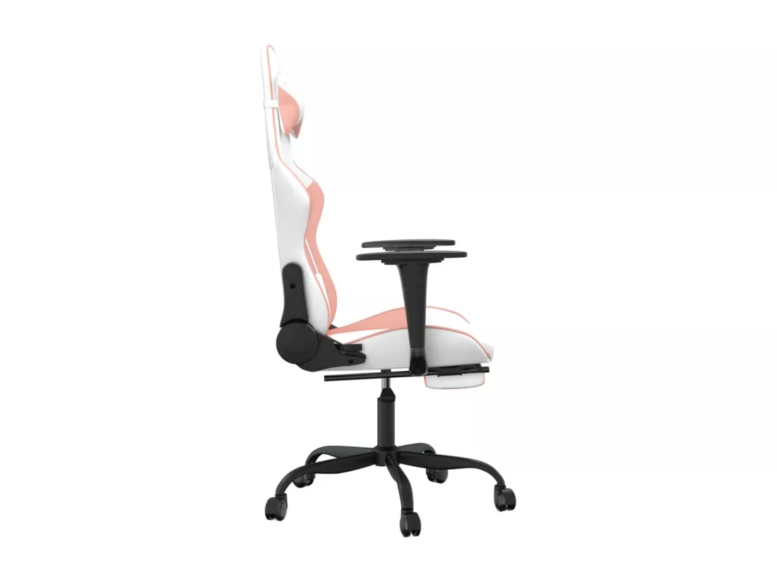 Chaise de jeu de massage avec repose-pied Blanc rose Similicuir