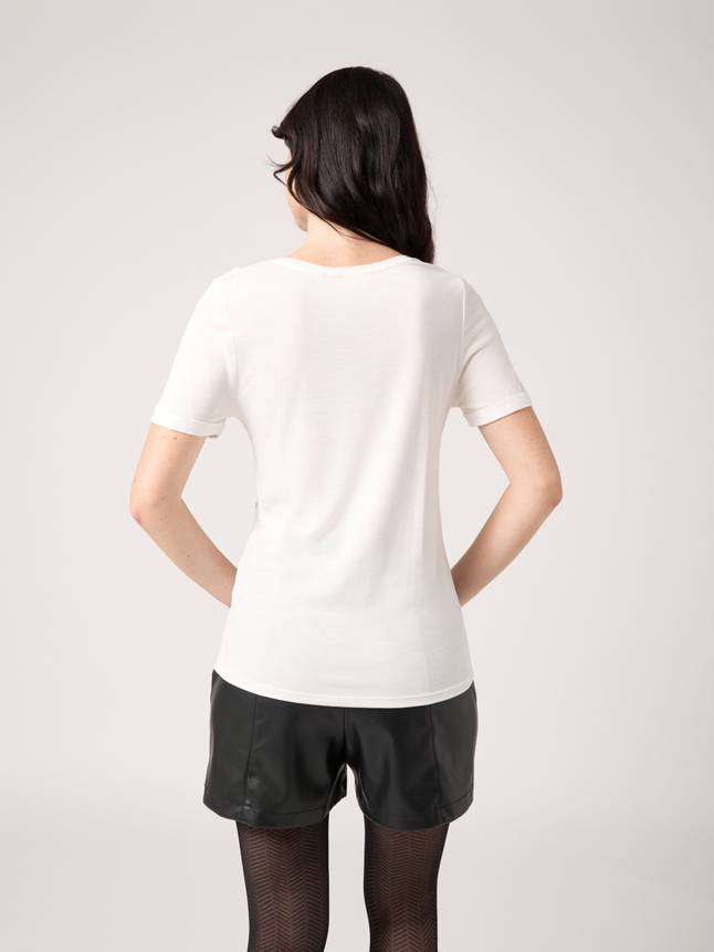 T-shirt col V à strass