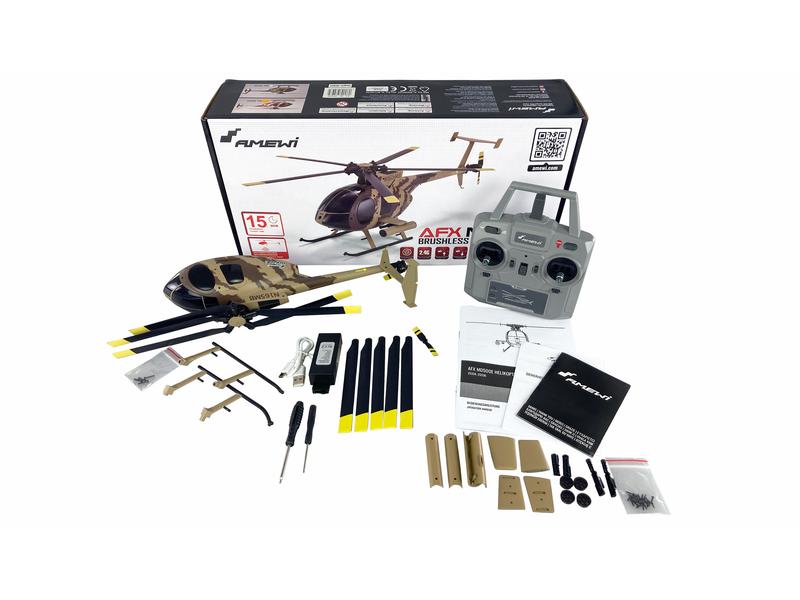 Amewi Helikopter AFX MD500E Militär 4-Kanal, RTF 4-Kanal RC Heli mit 6G Gyro