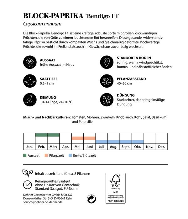 Dehner Premium Samen Block-Paprika 'Bendigo