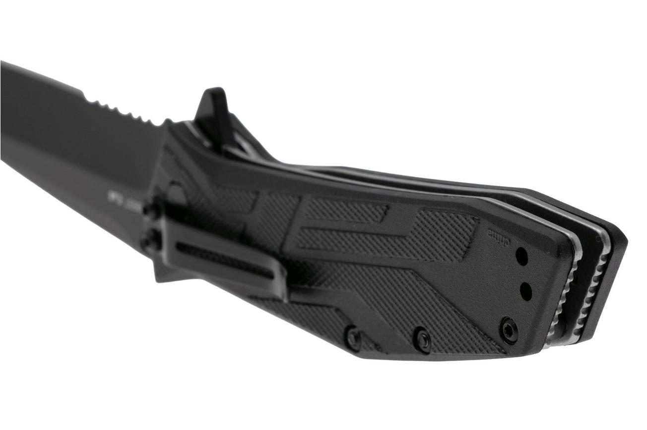Kershaw Brawler Serrated 1990ST Black Oxide 8Cr13MoV, Black FRN, zakmes