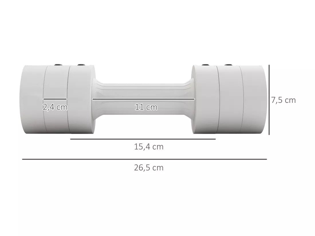 Set de 2 haltères ensemble d'haltères réglables poids total 5 Kg coffre rangement inclus blanc