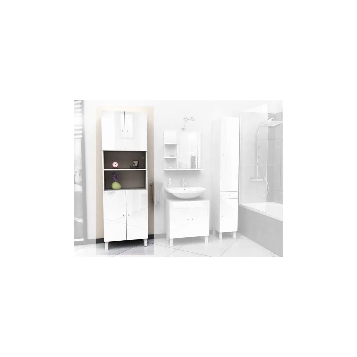 Corail Armoire SDB - Blanc Laqué