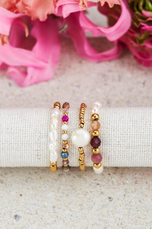Stretch ringen set met parels & kralen mix