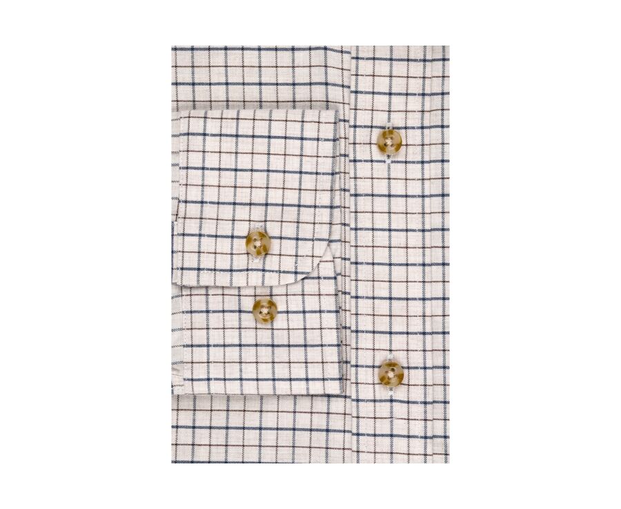 Chemise beige twill à carreaux - BENETT