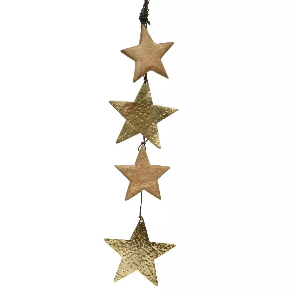 Etoile de Noël à suspendre grappe (H16 cm) Manguier Or