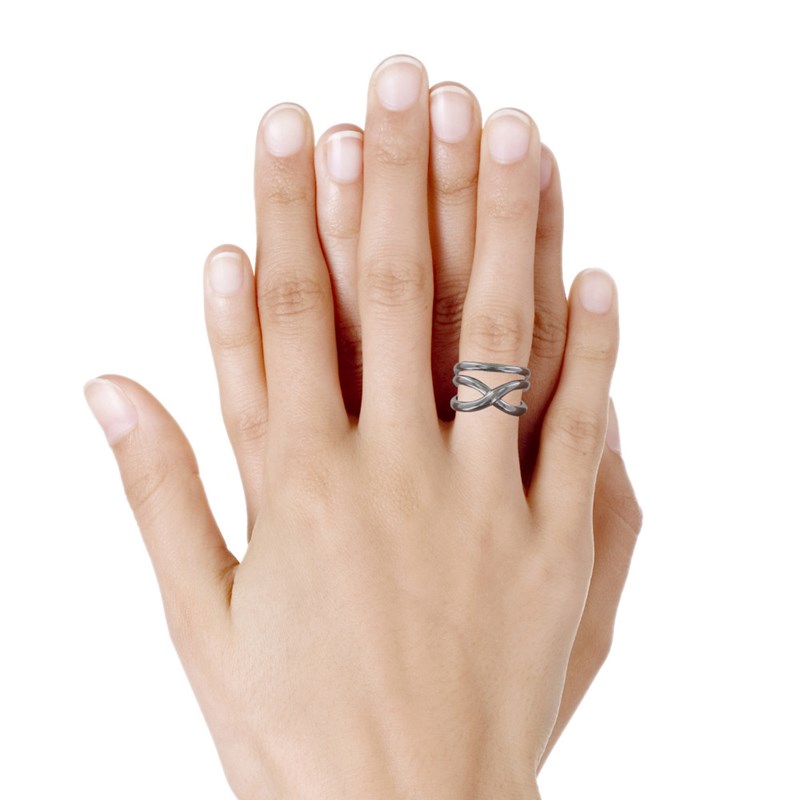 Bague Argent Rhodié Croisée