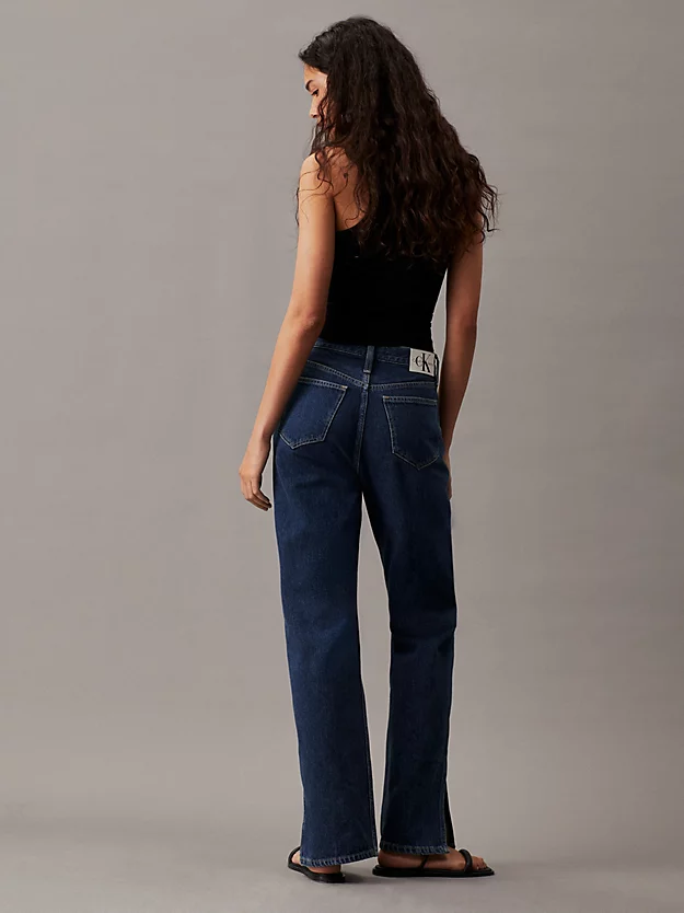 Calça jeans reta de cintura alta