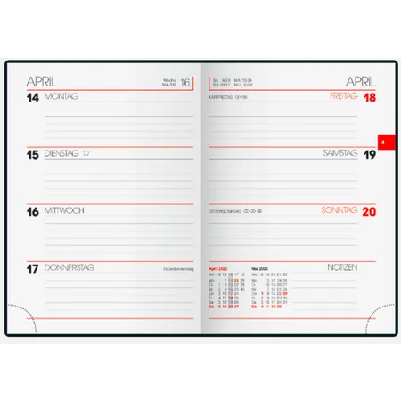 BRUNNEN Wochenkalender Taschenkalender dunkelblau, 10x14c m, 2S/1W, 2023