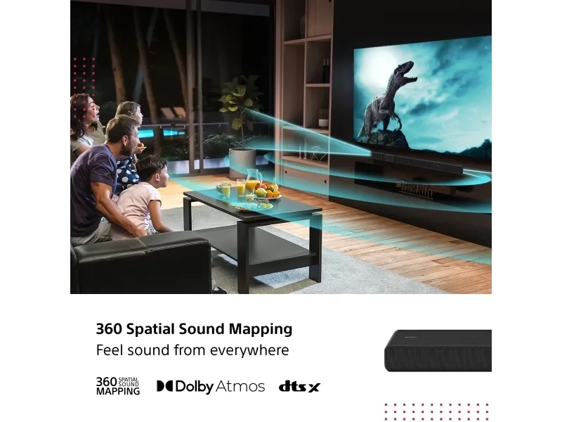 Sony HT-A3000 - Lydbar - 3.1.kanal - trådløs - Bluetooth, Wi-Fi
