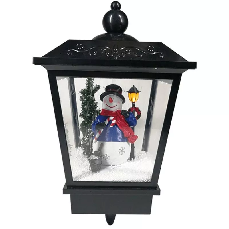 Lampadaire de Noël illuminé (H188 cm) Double Figurine Noir